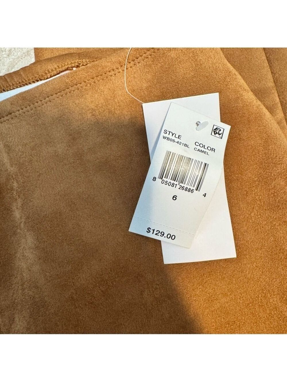 &Basics Womens Faux Suede Straight Leg Pants In Camel - Picture 6 of 8